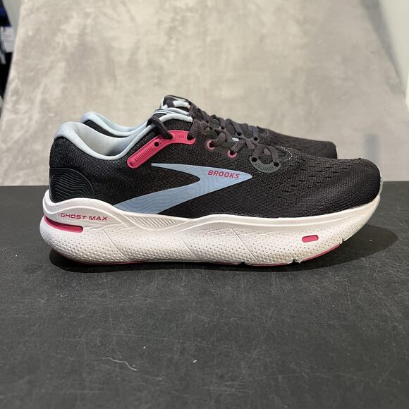 Brooks Ghost Max Shoes Womens 9 Black Blue Running Cushioned 1203951B082 - Picture 1 of 10